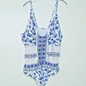 Floryday Womens Size XXL 1 Piece Mesh Middle Swimsuit Swimwear Bathing Suit Blue